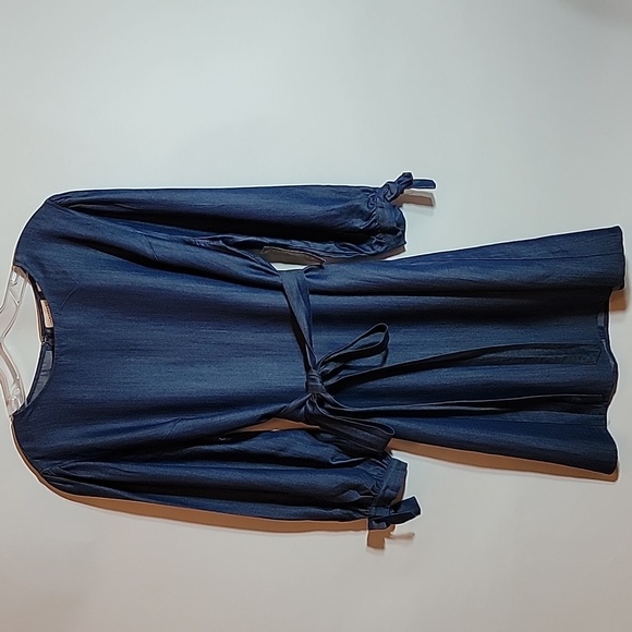 NY & COMPANY EVA MENDEZ | Tie Waist Denim Look Dress - Picture 1 of 7